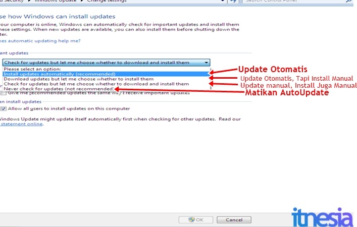 Cara Mematikan Auto Update Windows 7 - Pengaturan Autoupdate