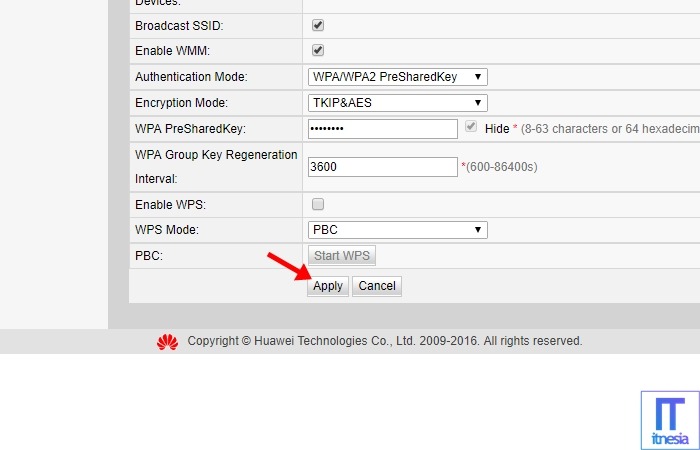 Cara Membatasi Pengguna WiFi Huawei HG8245H - Tekan Tombol Apply