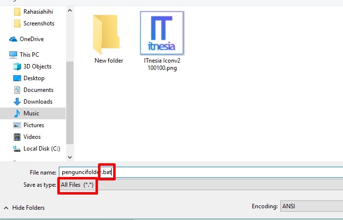 Cara Mengunci Folder Dengan Notepad - Memberi Nama FIle
