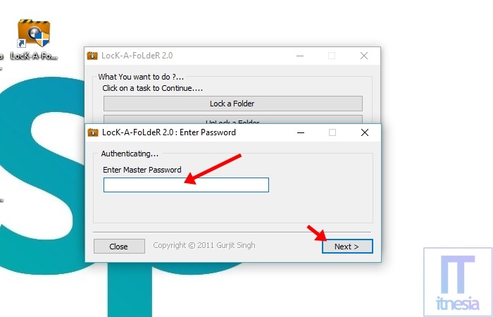Cara Mengunci Folder Di Laptop Windows 10 Menggunakan Bantuan Software Lock A Folder - Masukan master password