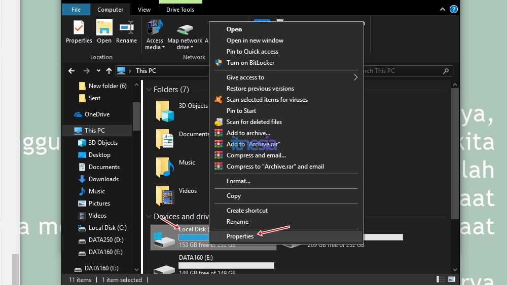 Cara menghapus Berkas tidak terpakai - Harddisk Properties