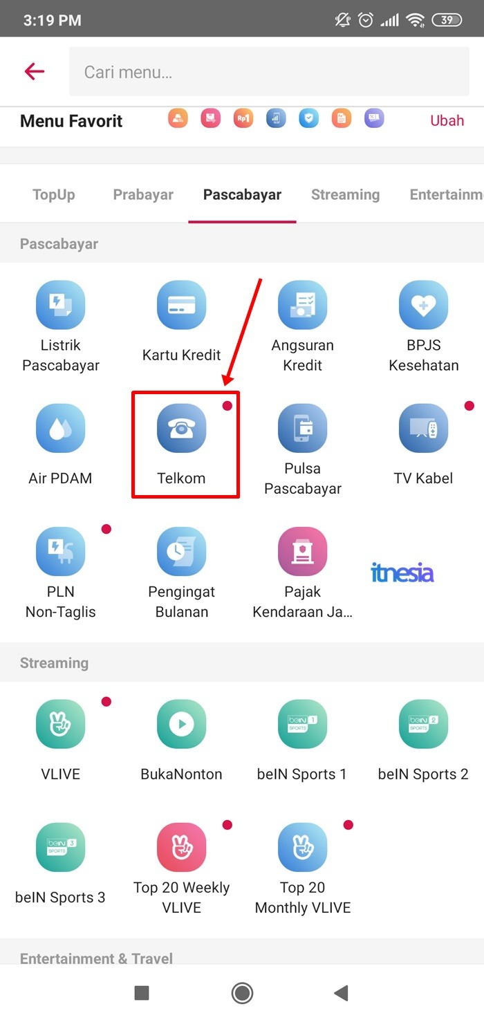 Pembayaran Tagihan Indihome Ada Pada TAB Pascabayar
