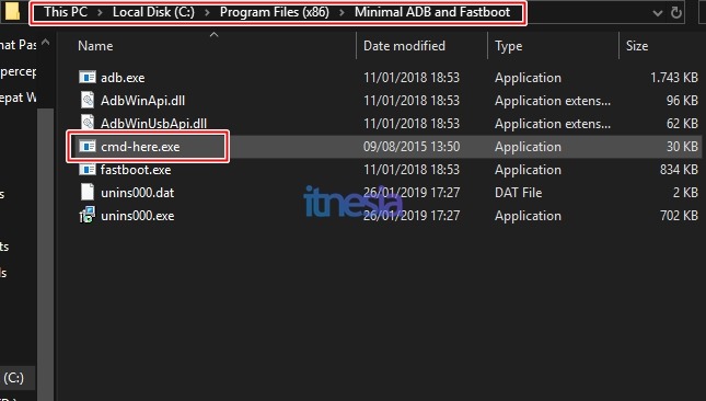 Folder Instalasi Minimal ADB and Fastboot