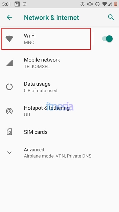 Halaman Pengaturan Network & Internet
