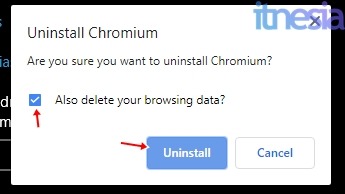 Jendela Peringatan Uninstall Chromium