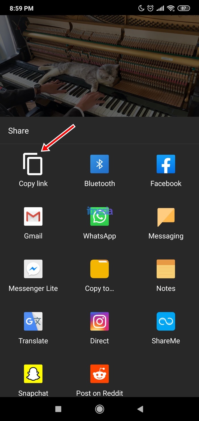 Copy URL Video YouTube Pada Aplikasi YouTube Untuk Android