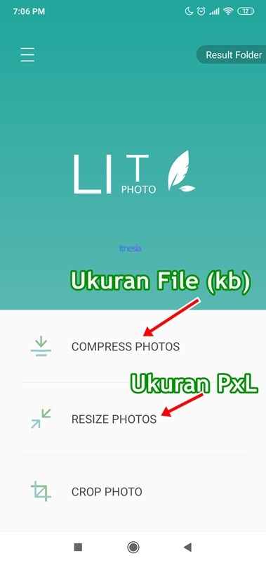 Halaman Utama Aplikasi Photo Compress & Resize