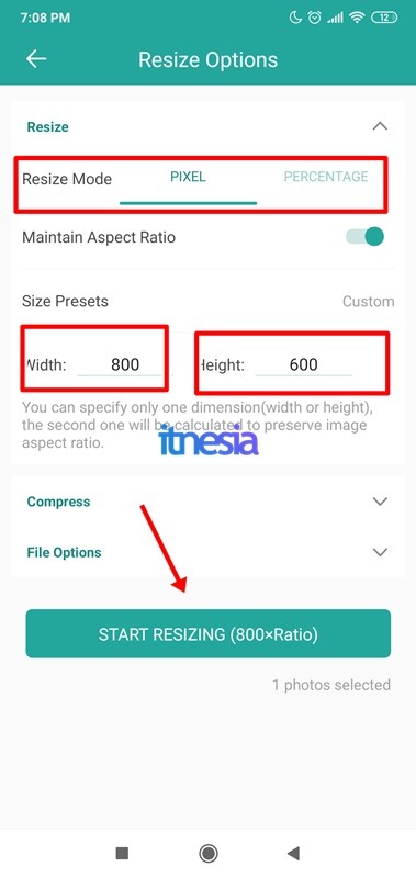 Pengaturan Saat Merubah Ukuran Foto Pada Smartphone Android
