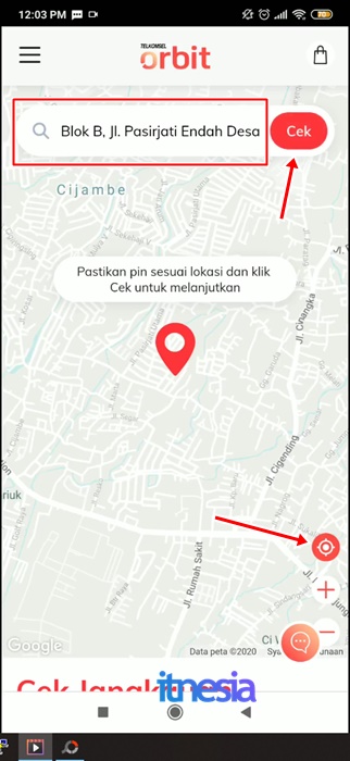 Halaman Cek Area Telkomsel Orbit