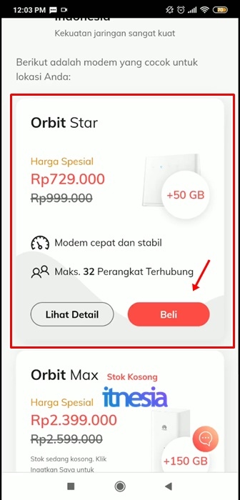 Pilih Paket Orbit Star