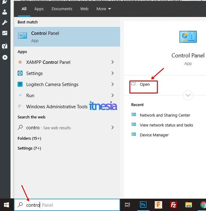 Cara membuka control panel pada windows 10