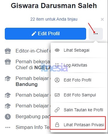 Cara Menghapus Akun FB Permanen Lewat HP - Pilih Lihat Pintasan Privasi