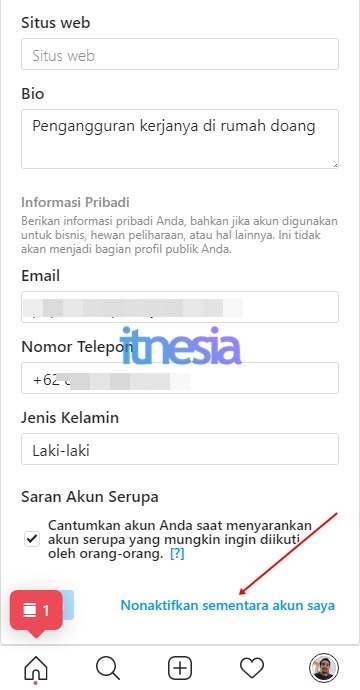 Cara Menghapus Akun Instagram Sementara - Pilih Nonaktifkan sementara akun saya