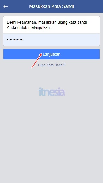 Masukan Ulang Kata Sandi Dan Tekan Tombol Lanjutkan
