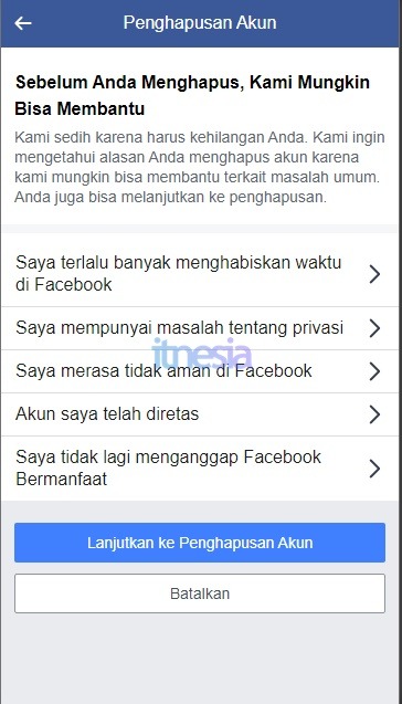 Pilih Hapus Akun Dan Lanjutkan Ke Penghapusan Akun 2