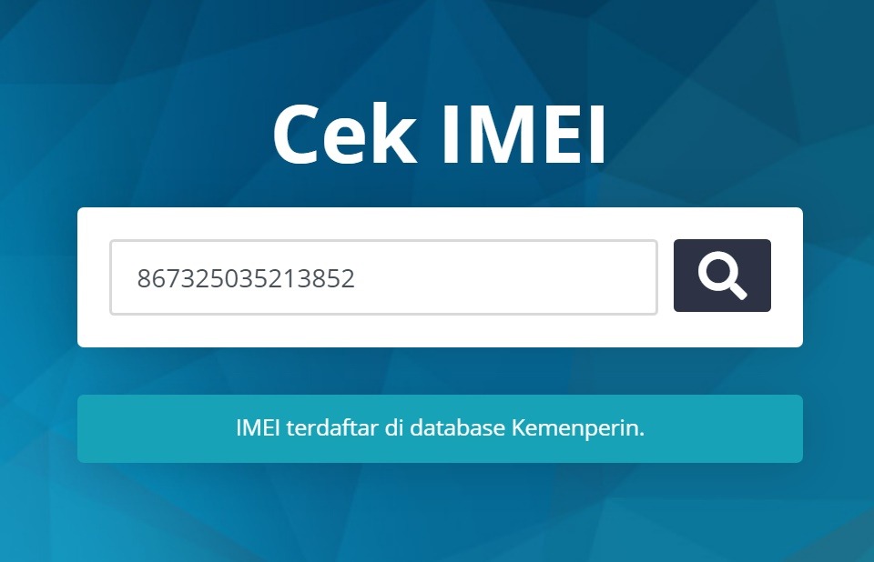 Contoh IMEI Xiaomi Yang terdaftar di database Kemenperin