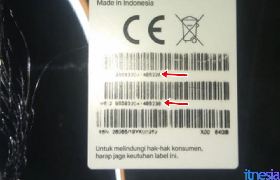 Stiker Label Imei Pada Unit Smartphone Xiaomi